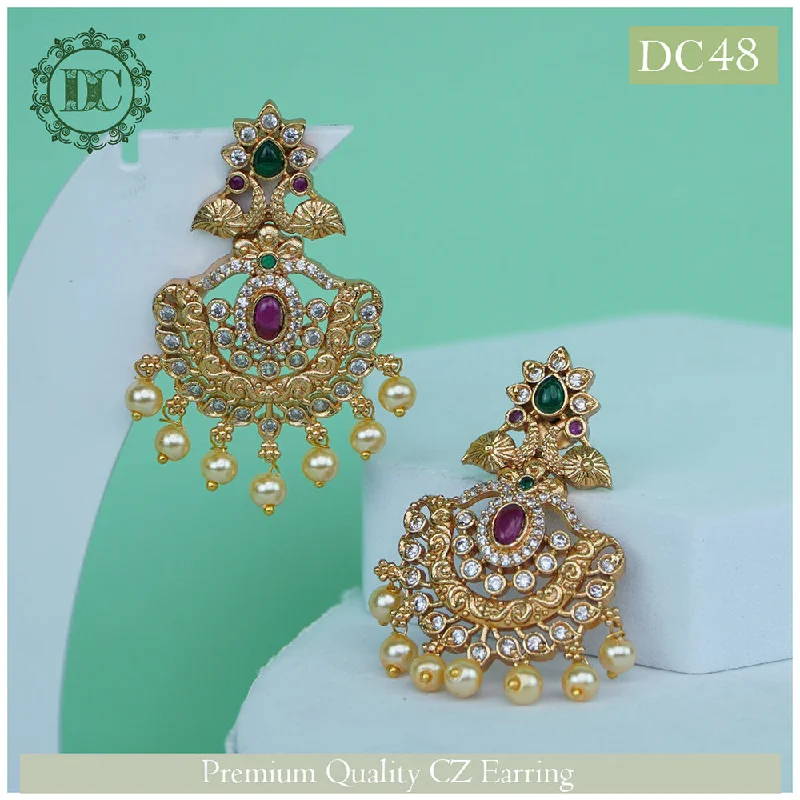 Drop Earrings with Textured Surface -Diksha Collection Gold Plated Dangler Earrings