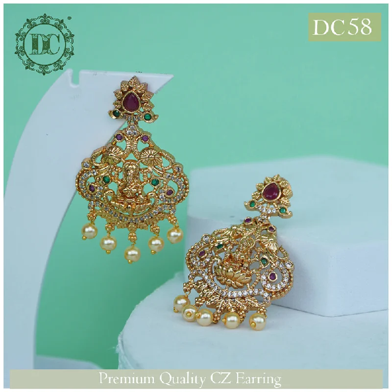 Drop Earrings with Matte Finish -Diksha Collection Gold Plated Dangler Earrings