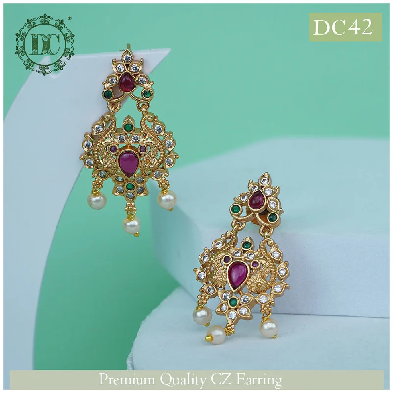 Drop Earrings with Hammered Finish -Diksha Collection Gold Plated Dangler Earrings