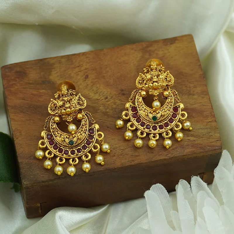 Drop Earrings with Infinity Symbols -Diksha Collection Gold Plated Pota Stone Dangler Earrings