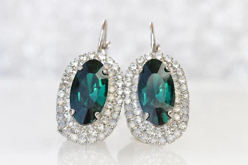 Nickel Free Drop Earrings for Safety -EMERALD DROP EARRINGS