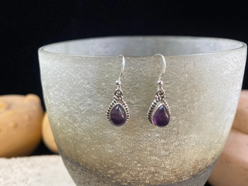 Drop Earrings for Shopping Trip -Gemstone And Silver Detailed Teardrop Earrings