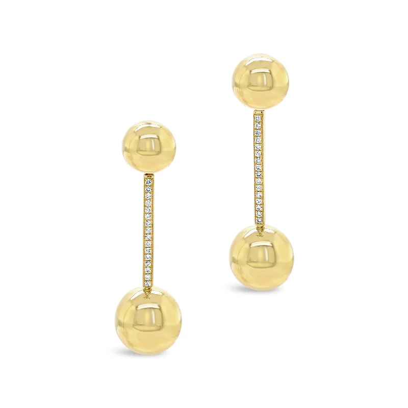 African Drop Earrings with Culture -Gold Ball Drop Earrings with Diamonds