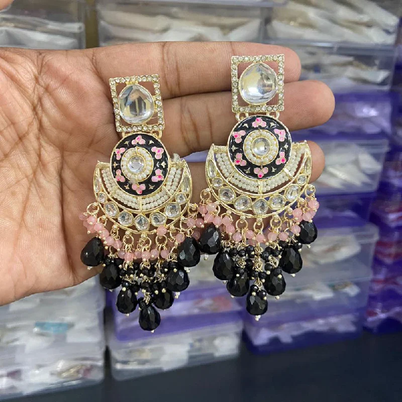 Maximalist Drop Earrings for Bling -India Art Gold Plated Meenakari Dangler Earrings