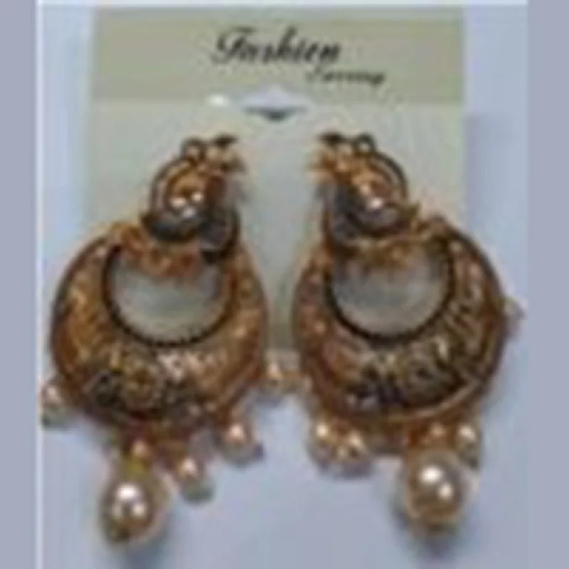 Drop Earrings with Embossed Patterns -Infinity Jewels Gold Plated Dangler Earrings