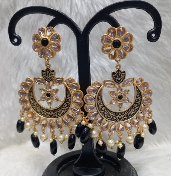 Drop Earrings with Filigree Work -Infinity Jewels Gold Plated Dangler Earrings