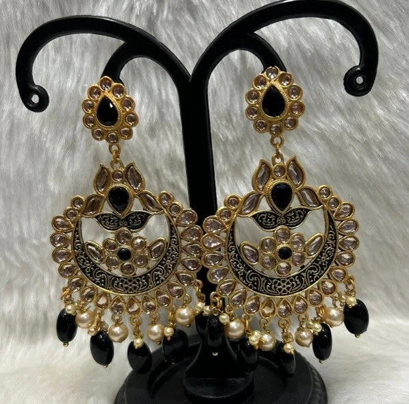 Gemstone and Diamond Drop Earrings for Opulence -Infinity Jewels Gold Plated Dangler Earrings