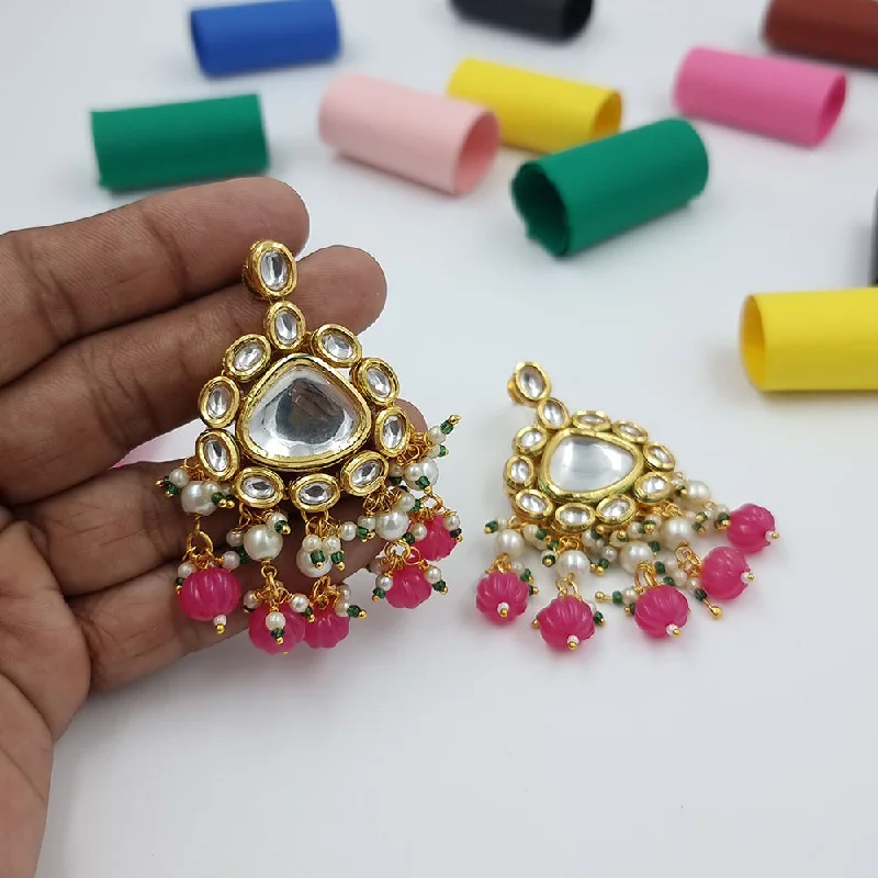 Drop Earrings with Wave Designs -JCM Gold Plated Kundan Stone Dangler Earrings