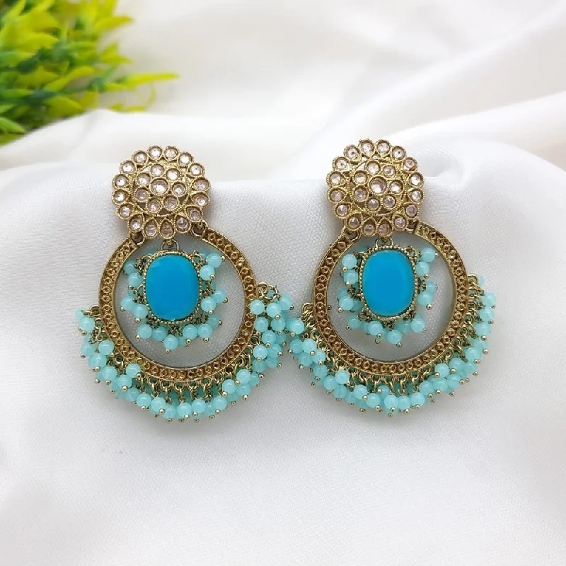 Drop Earrings for Casual Outfit -JCM Gold Plated Crystal Stone Dangler Earrings