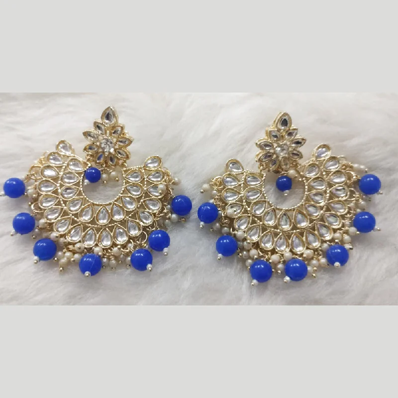 Drop Earrings with Leaf Motifs -Khushboo Jewellers Gold Plated Dangler Earrings (Assorted Color)