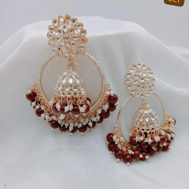 Indian Drop Earrings with Intricacy -Lucentarts Jewellery Rose Gold Plated Dangler Earrings