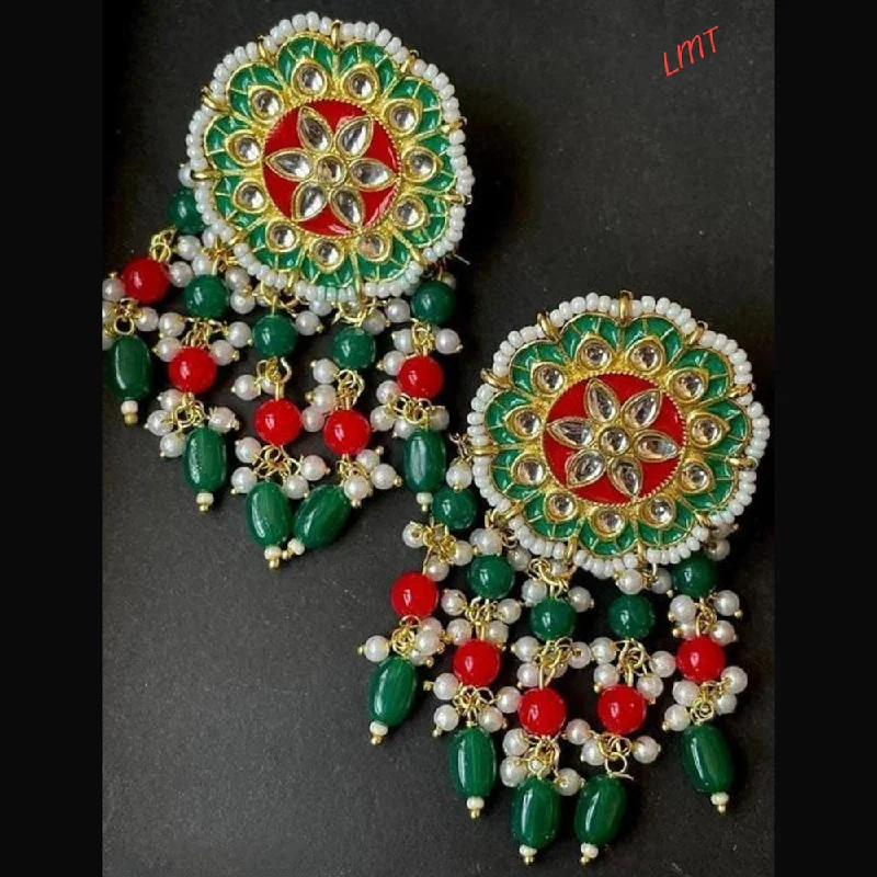 Drop Earrings with Keyhole Designs -Lucentarts Jewellery Gold Plated Meenakari Dangler Earrings