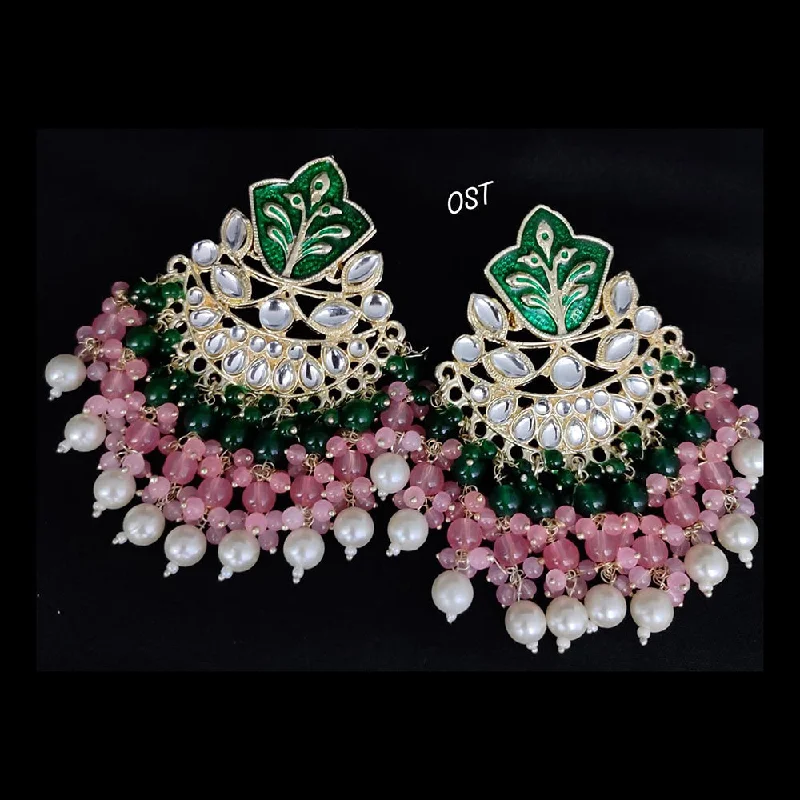 Crystal Drop Earrings for Sparkle -Lucentarts Jewellery Gold Plated Meenakari Dangler Earrings