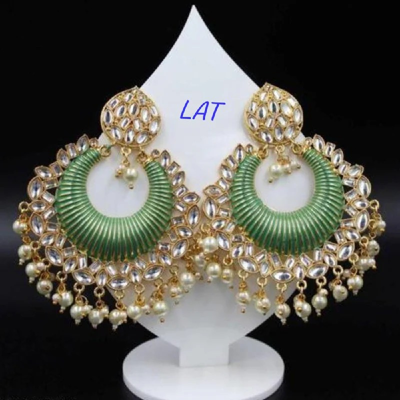 Drop Earrings for Anniversary -Lucentarts Jewellery Gold Plated Kundan Stone Dangler Earrings