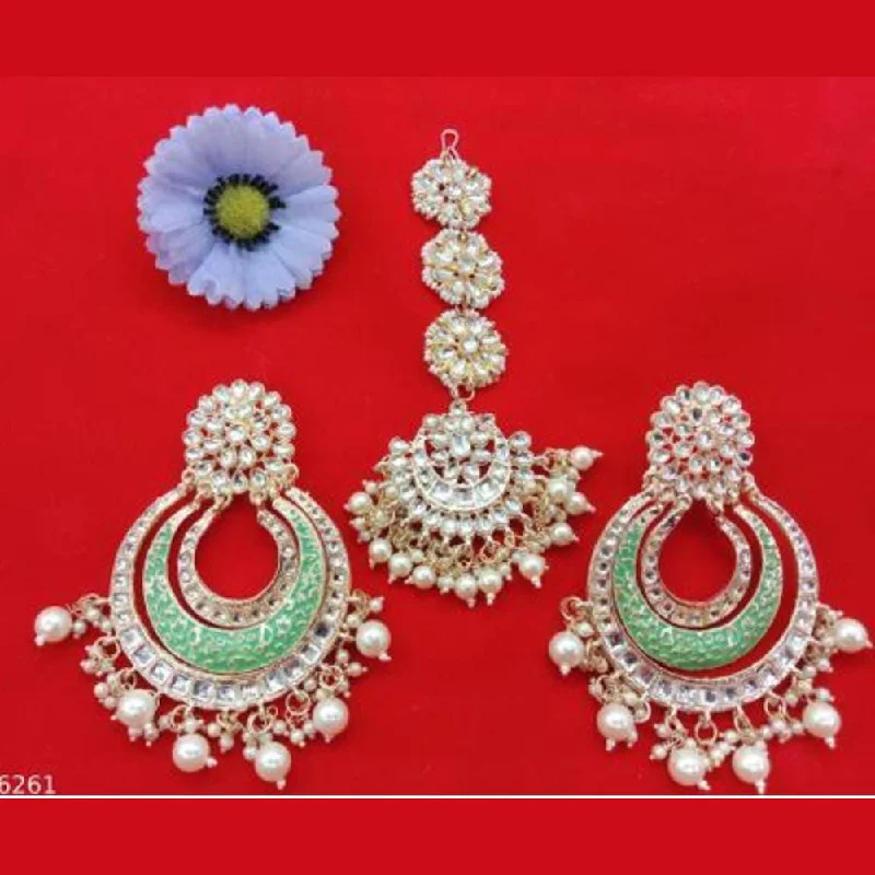 Drop Earrings for Anniversary -Lucentarts Jewellery Gold Plated Dangler Earrings With Maangtikka