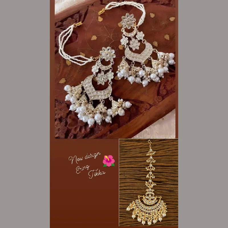 Drop Earrings for Prom Night -Lucentarts Jewellery Gold Plated Dangler Earrings With Maangtikka