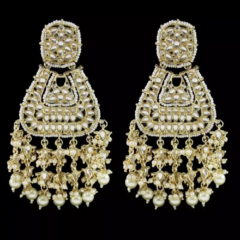 Oval Drop Earrings for Grace -Lucentarts Jewellery Gold Plated Kundan Dangler Earrings