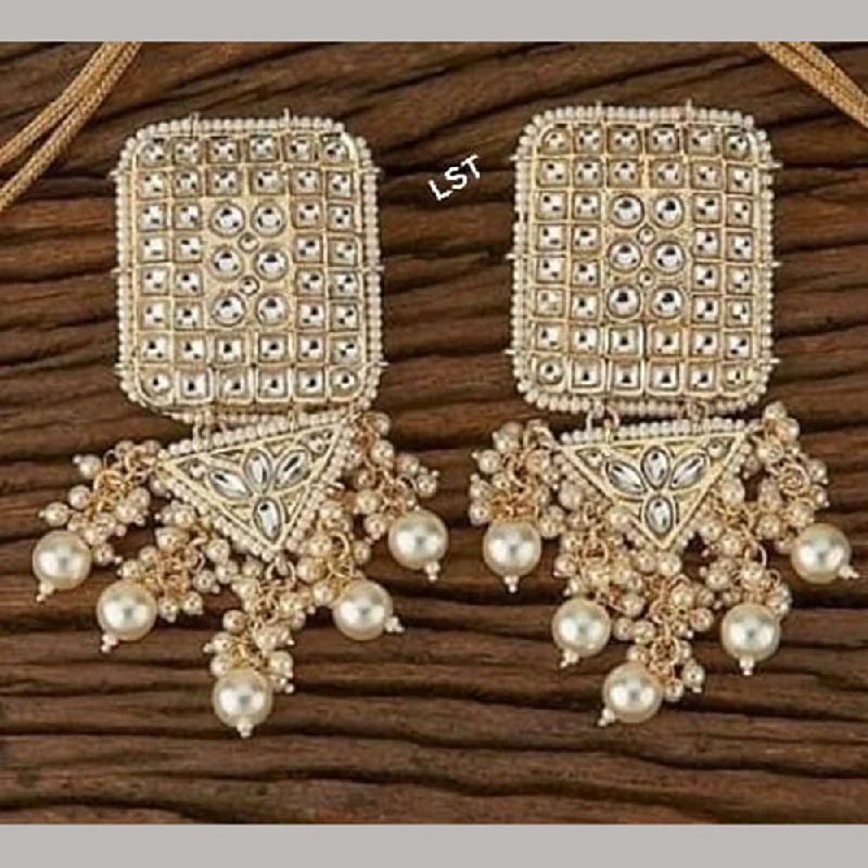 Drop Earrings for Concert Look -Lucentarts Jewellery Gold Plated Kundan Stone Dangler Earrings