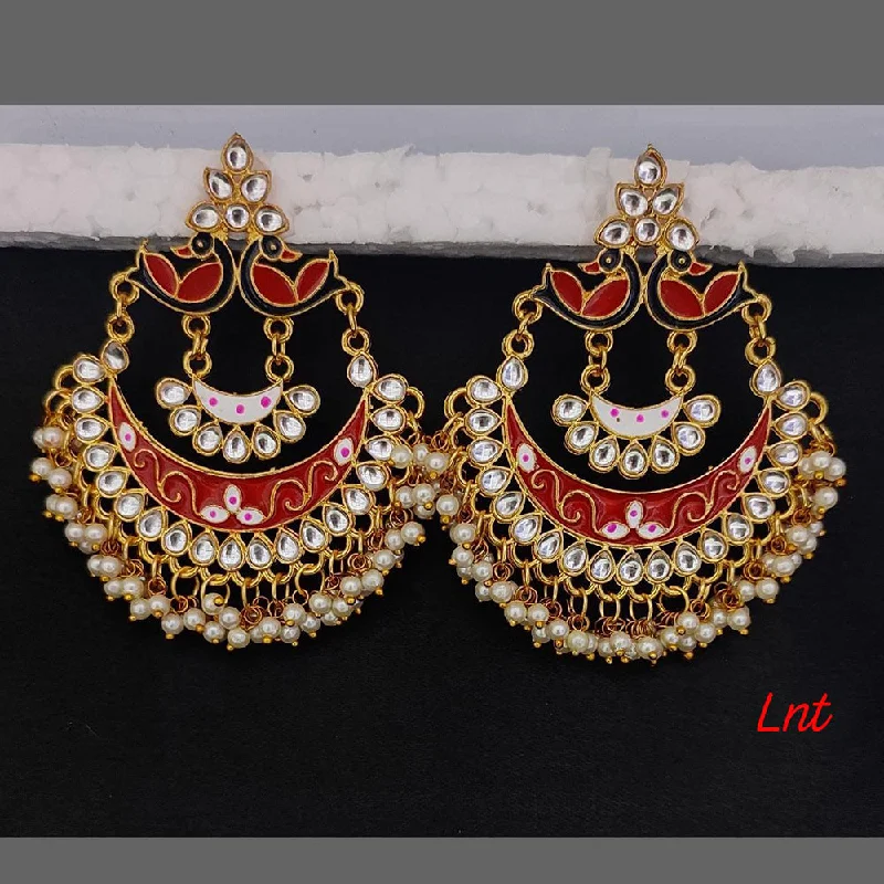 Drop Earrings for Office Wear -Lucentarts Jewellery Gold Plated Meenakari Dangler Earrings