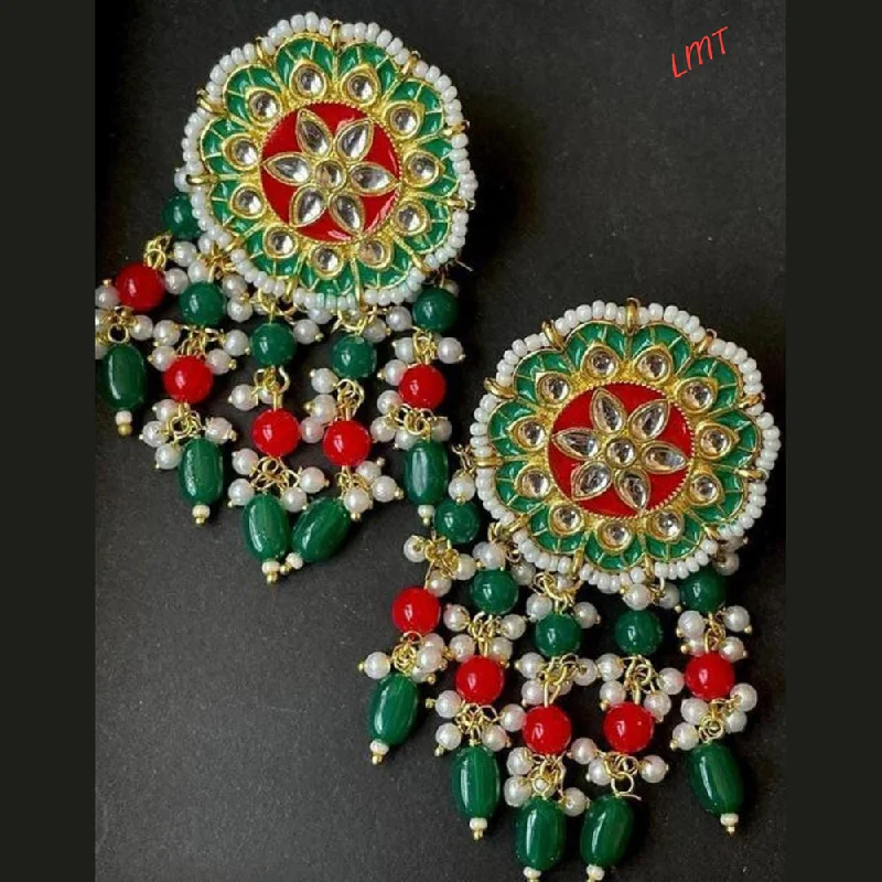 Drop Earrings with Matte Finish -Lucentarts Jewellery Gold Plated Meenakari Dangler Earrings