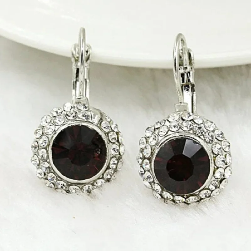 Beaded Drop Earrings for Party -Lucentarts Jewellery Silver Plated Austrian Stone Dangler Earrings