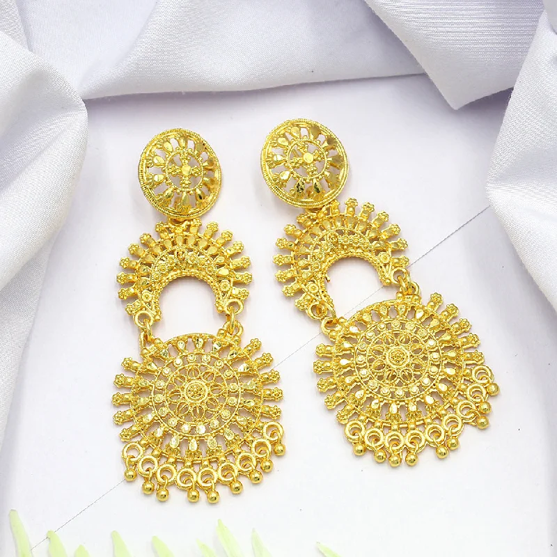 Drop Earrings with Chevron Designs -Mahavir Dye Gold Dangler Earrings