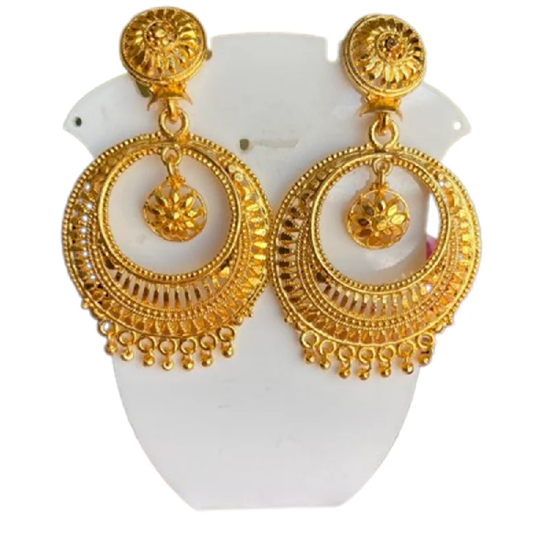 Magnetic Closure Drop Earrings for Easy -Mahavir Dye Gold Dangler Earrings