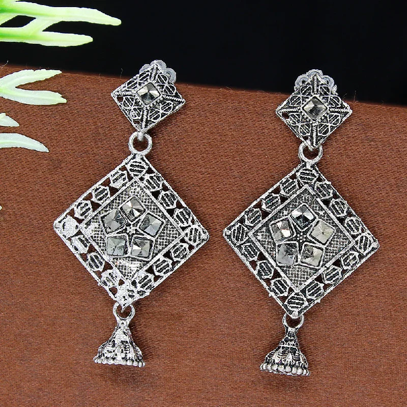 Drop Earrings with Chevron Designs -Mahavir Oxidised Plated Dangler Earrings