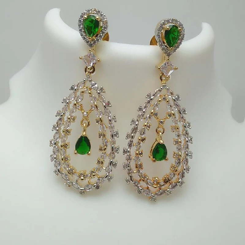 African Drop Earrings with Culture -Manisha Jewellery 2 Tone Plated AD Stone Dangler Earrings