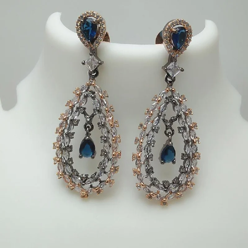 Indian Drop Earrings with Intricacy -Manisha Jewellery 2 Tone Plated AD Stone Dangler Earrings