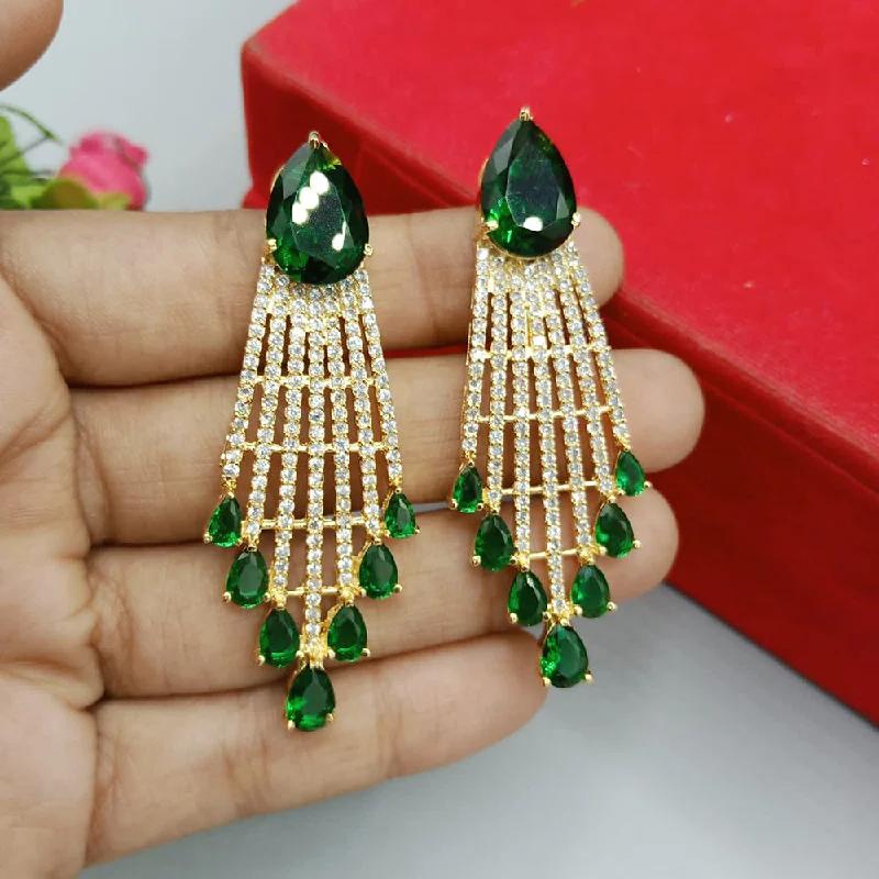 Drop Earrings with Crown Designs -Manisha Jewellery Gold Plated AD Stone Dangler Earrings