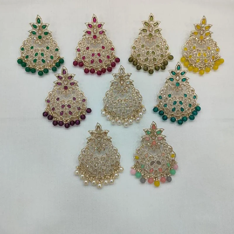 Drop Earrings for School Uniform -Manisha Jewellery Gold Plated Crystal Stone Dangler Earrings