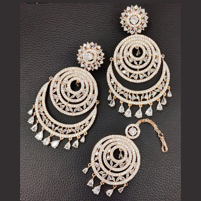 Drop Earrings for Party Look -Manisha Jewellery Gold Plated Dangler Earrings with Maangtikka