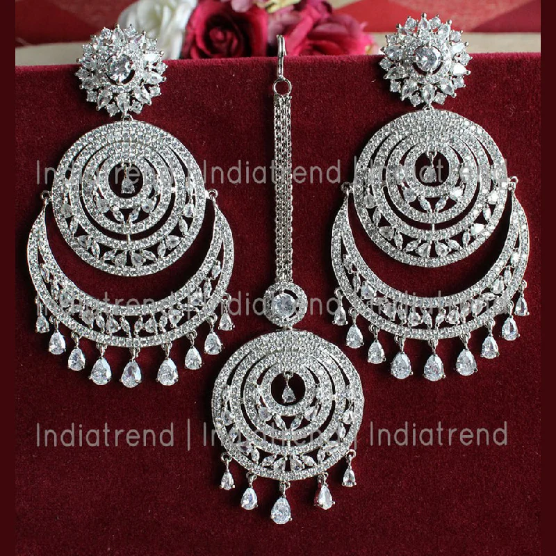 Drop Earrings for Birthday Celebration -Manisha Jewellery Silver Plated Dangler Earrings with Maangtikka