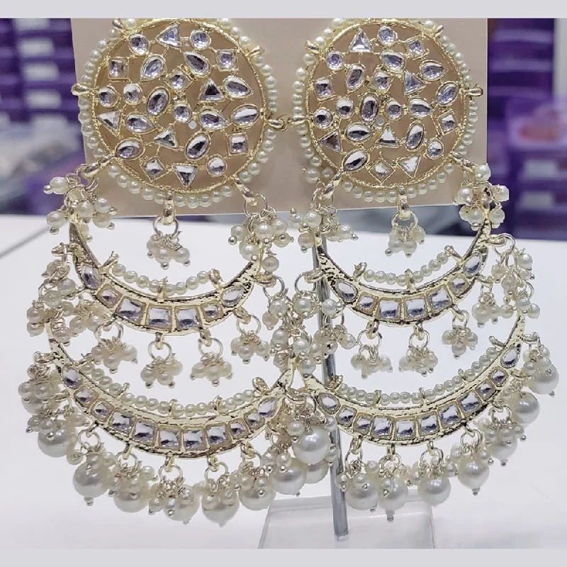 Gemstone and Diamond Drop Earrings for Opulence -Manisha Jewellery Gold Plated Kundan Stone Dangler Earrings