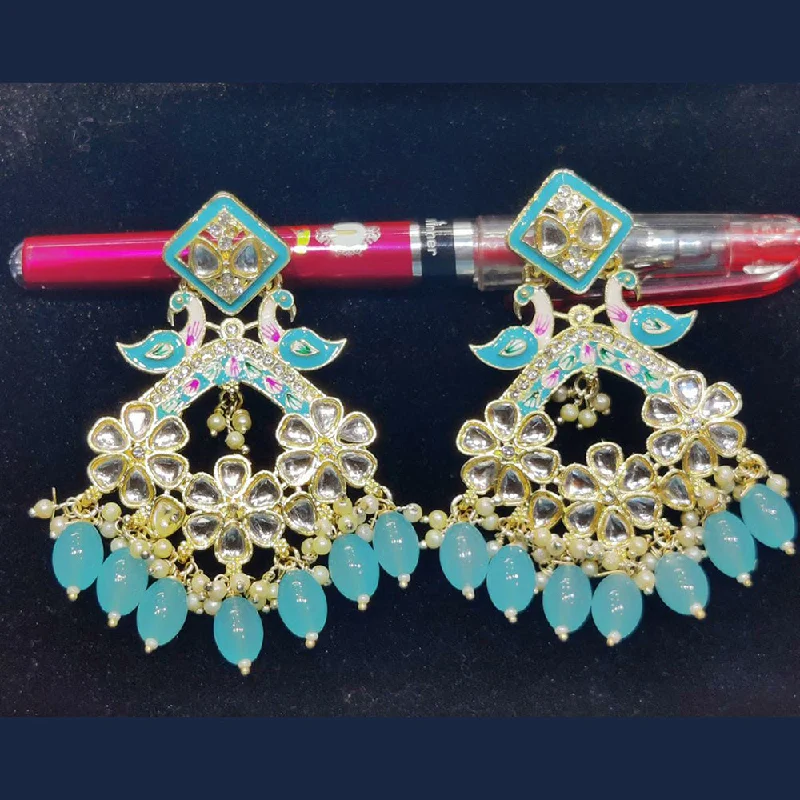 Clip On Drop Earrings for Non Pierced -Manisha Jewellery Gold Plated Kundan Stone Dangler Earrings