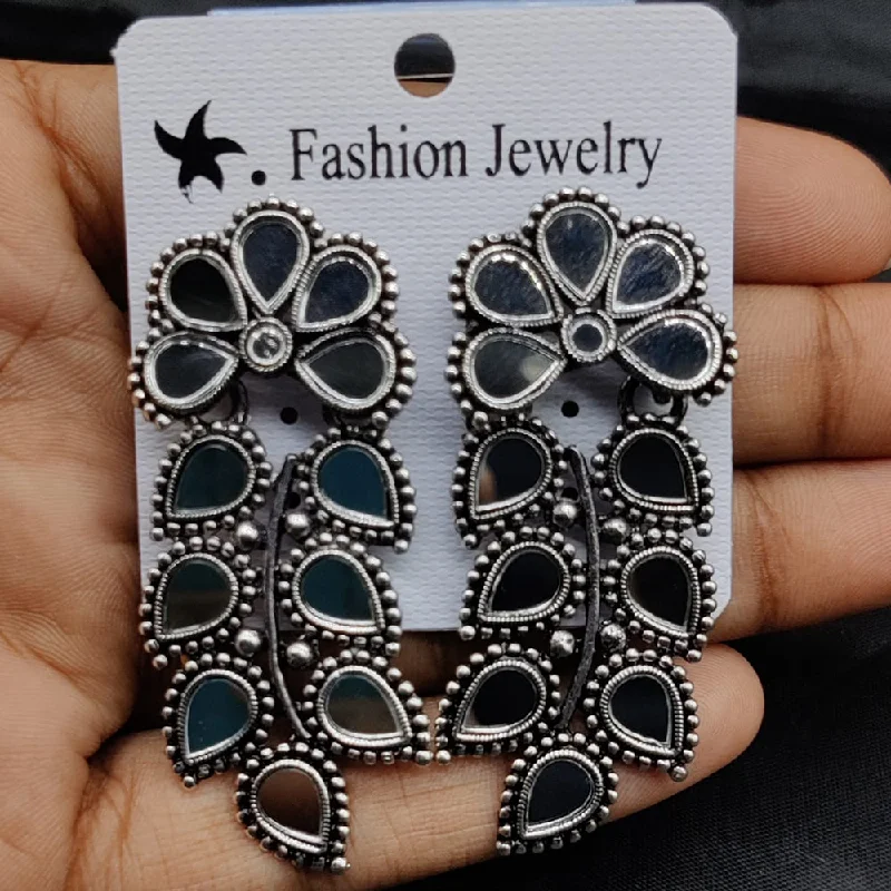 Drop Earrings for Bridesmaids Look -Manisha Jewellery Oxidised Plated Mirror Dangler Earrings