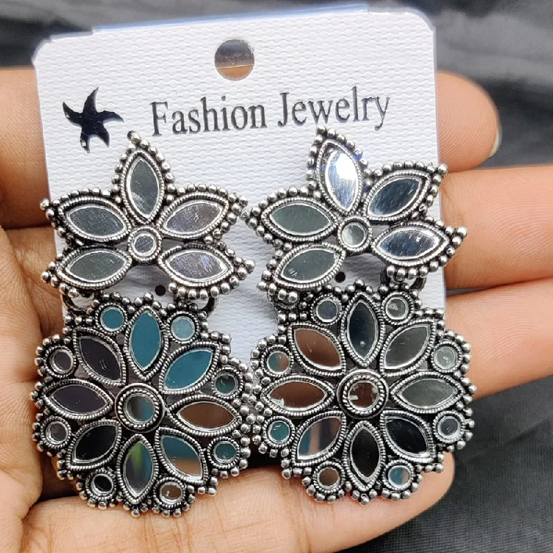 Drop Earrings for Christmas Party -Manisha Jewellery Oxidised Plated Mirror Dangler Earrings