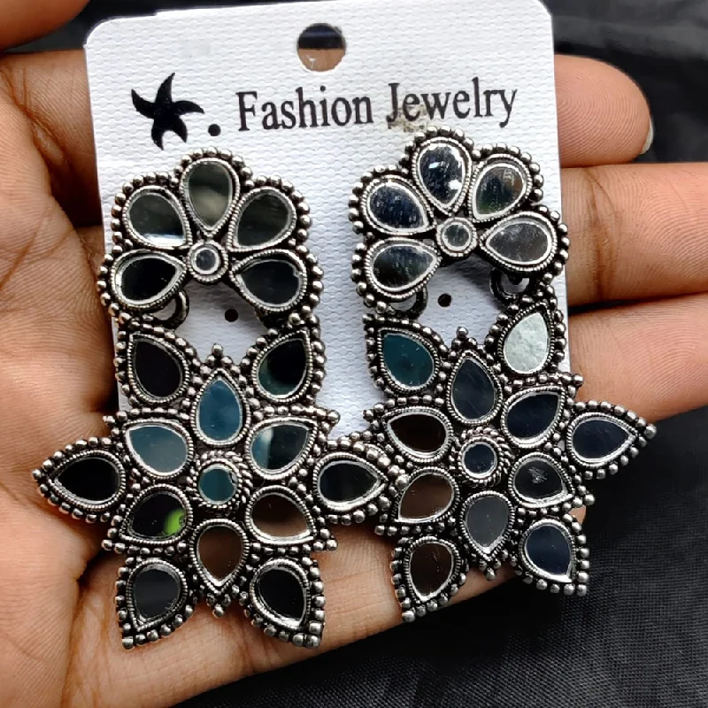 Drop Earrings for Graduation Day -Manisha Jewellery Oxidised Plated Mirror Dangler Earrings