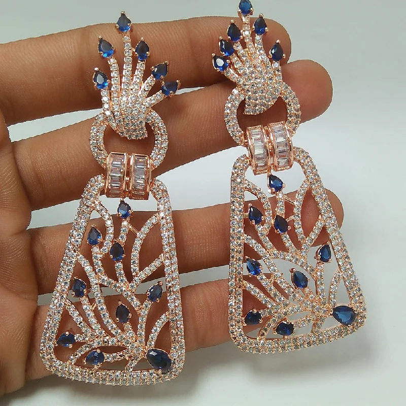 Large Drop Earrings for Statement -Manisha Jewellery Rose Gold Plated AD Dangler Earrings