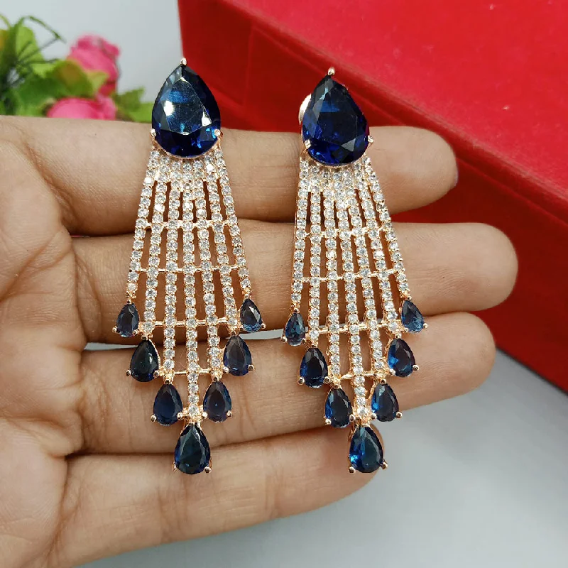 Drop Earrings with Keyhole Designs -Manisha Jewellery Rose Gold Plated AD Stone Dangler Earrings