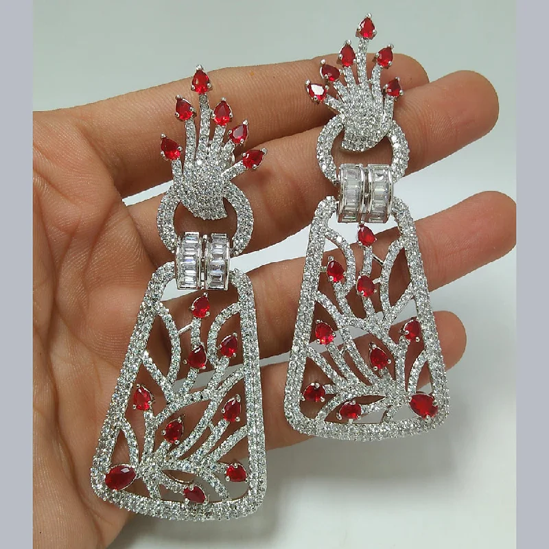 Crystal Drop Earrings for Sparkle -Manisha Jewellery Silver Plated AD Dangler Earrings