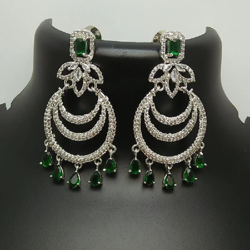 Drop Earrings for Evening Gown -Manisha Jewellery Silver Plated AD Stone Dangler Earrings