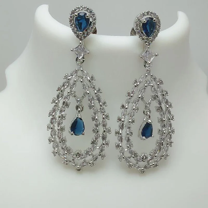 Hypoallergenic Drop Earrings for Sensitive -Manisha Jewellery Silver Plated AD Stone Dangler Earrings