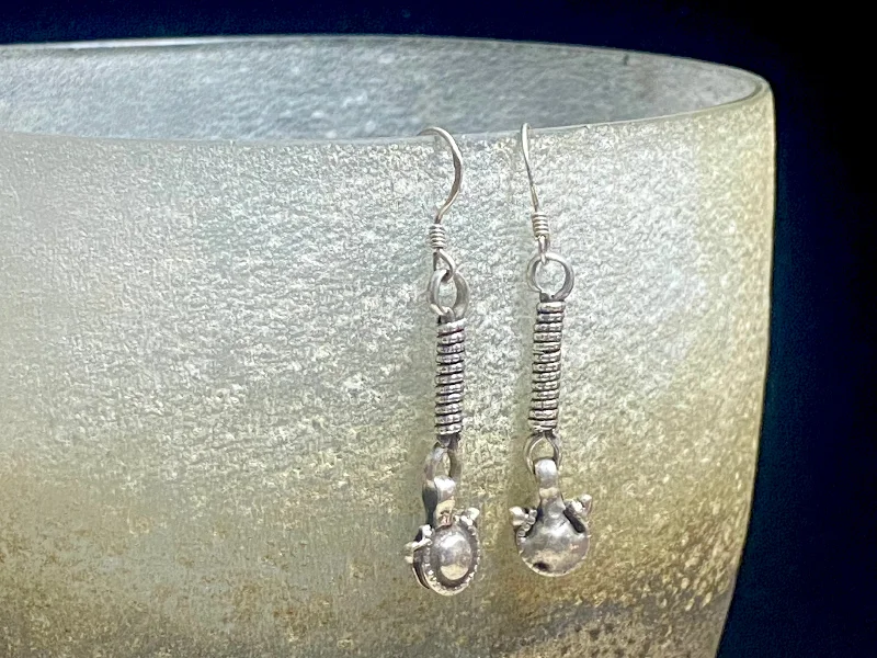 Animal Print Drop Earrings for Fun -Old Silver Drop Earrings