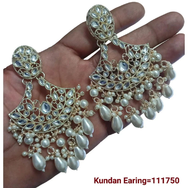 Drop Earrings for Office Wear -Padmawati Bangles Gold Plated Kundan Stone Dangler Earrings