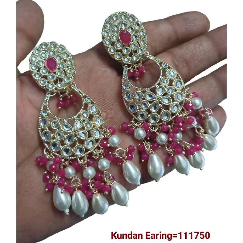 Drop Earrings for Formal Attire -Padmawati Bangles Gold Plated Kundan Stone Dangler Earrings