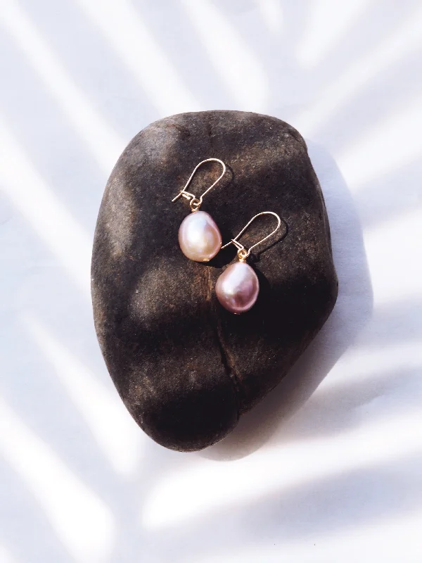 Drop Earrings with Filigree Work -Pink Freshwater Pearl Drop Earrings - Akala