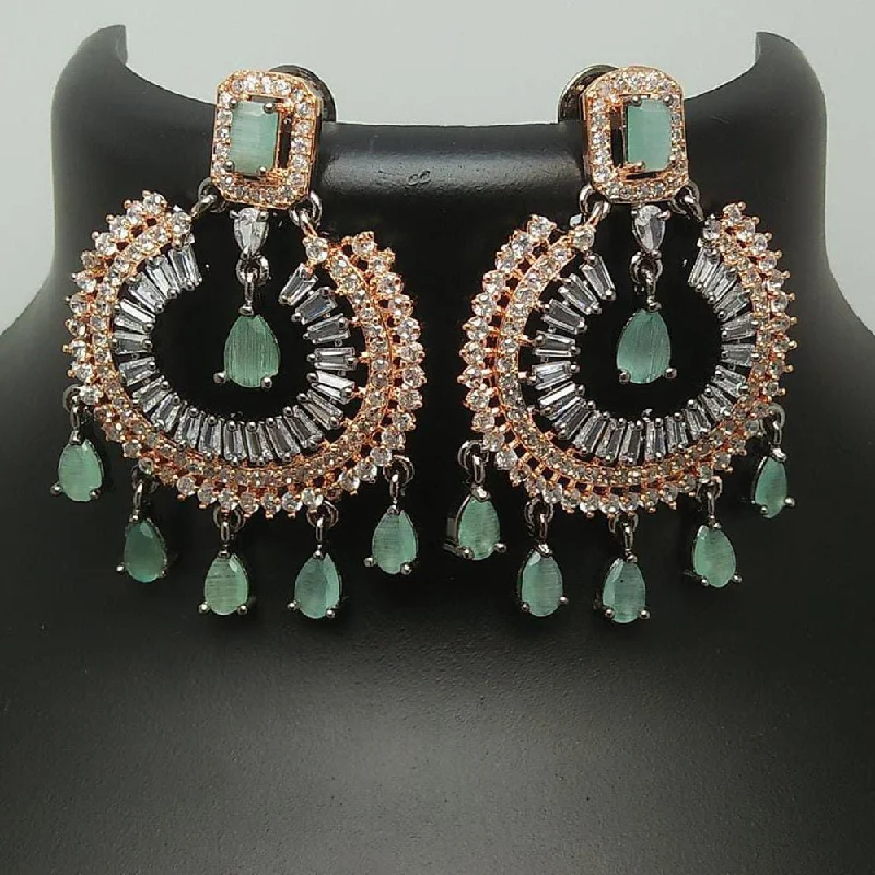 Drop Earrings with Polished Shine -Pooja Bangles 2 Tone Plated Crystal Stone Dangler Earrings