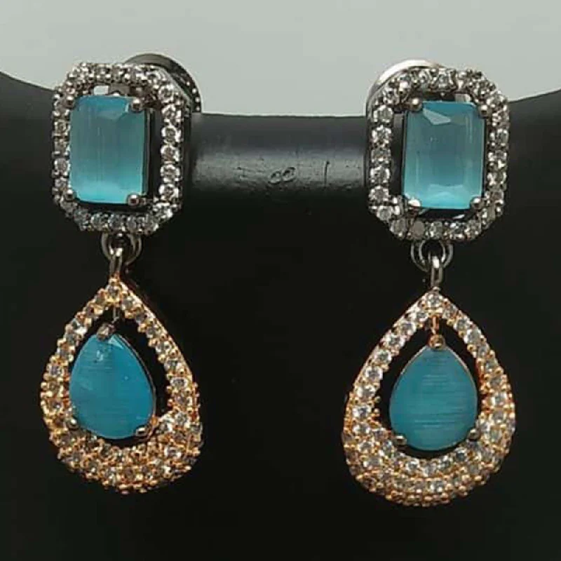 Drop Earrings for Evening Gown -Pooja Bangles 2Tone Plated AD Stone Dangler Earrings